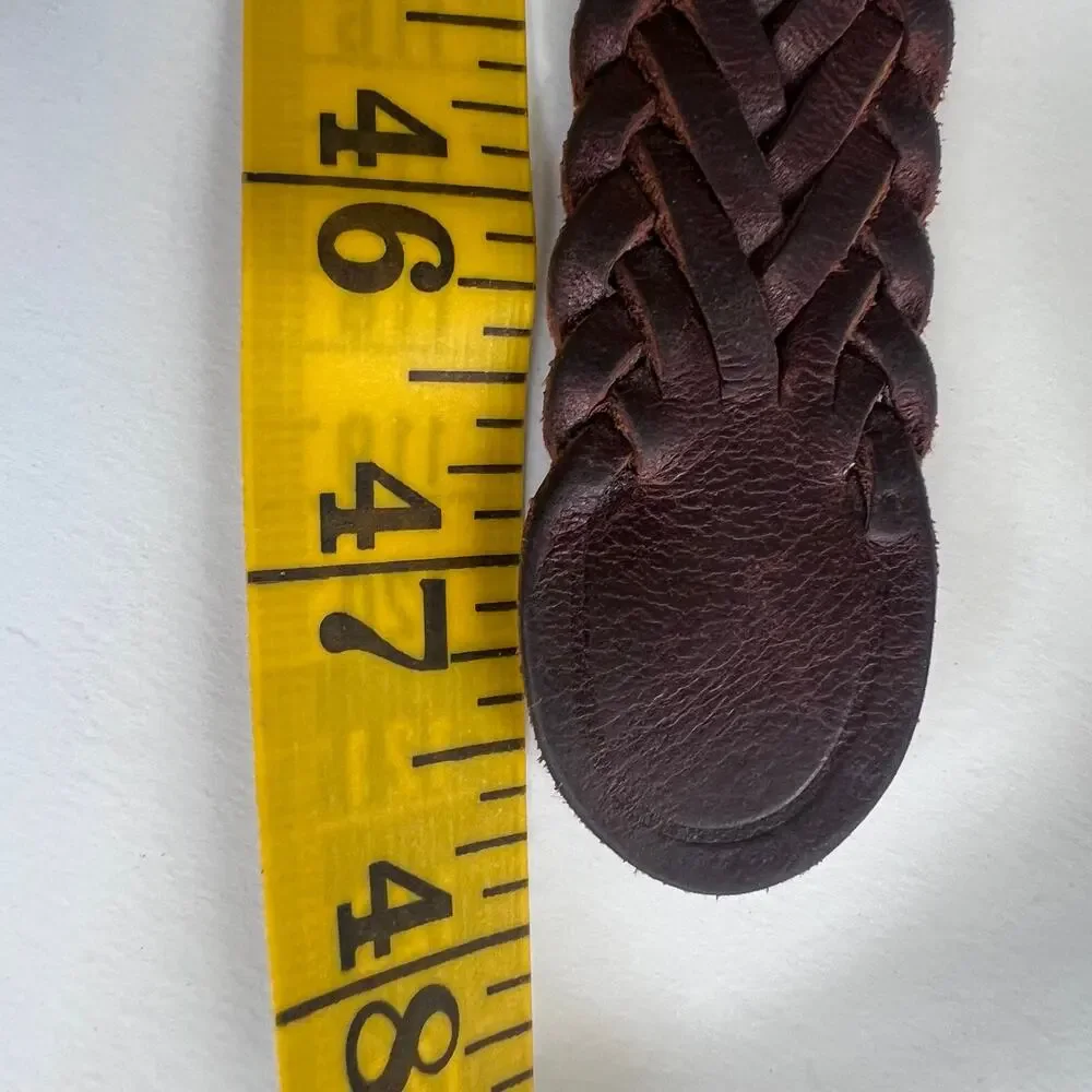Vintage Braided Brown Genuine Leather Belt Size 39 Made in Mexico Woven Unisex